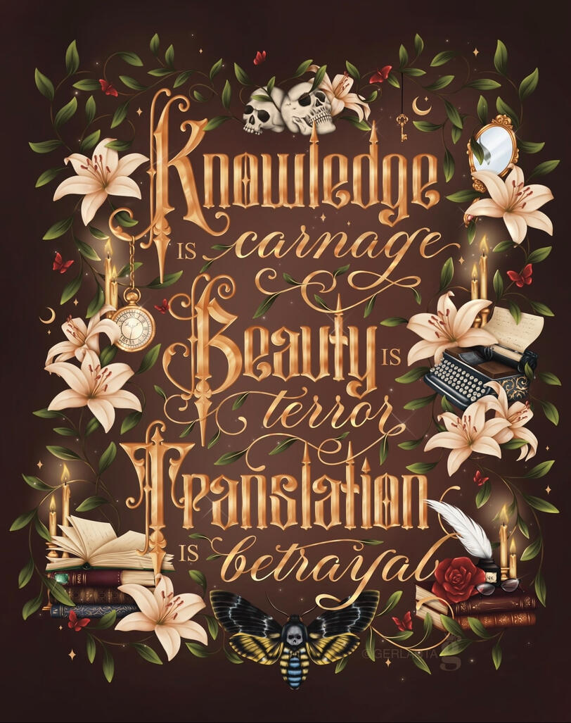 dark academia lettering art